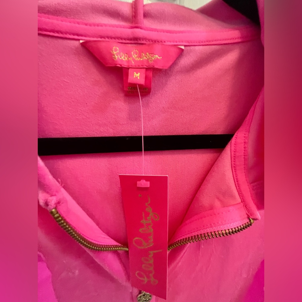 Lily Pulitzer Lounge Set Hoodie/Pants Sz M New w/tags Plumeria Pink Soft Velour - Picture 10 of 14